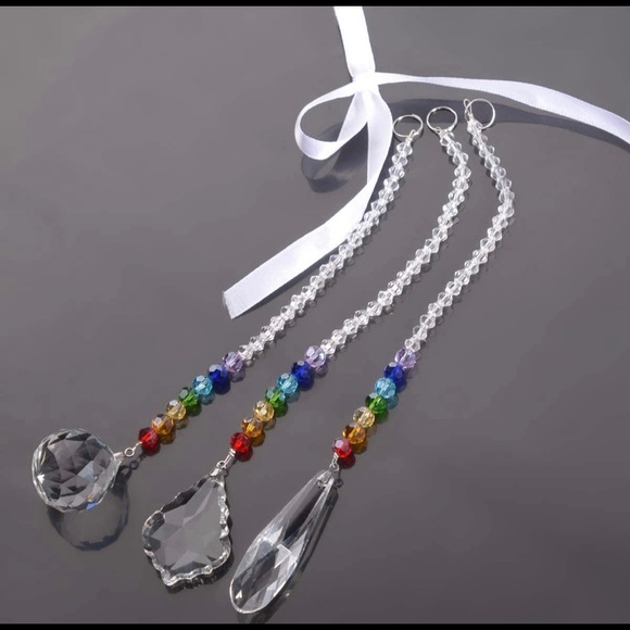 Set of 3 Crystal Glass Hanging Suncatcher - Picture 3 of 3